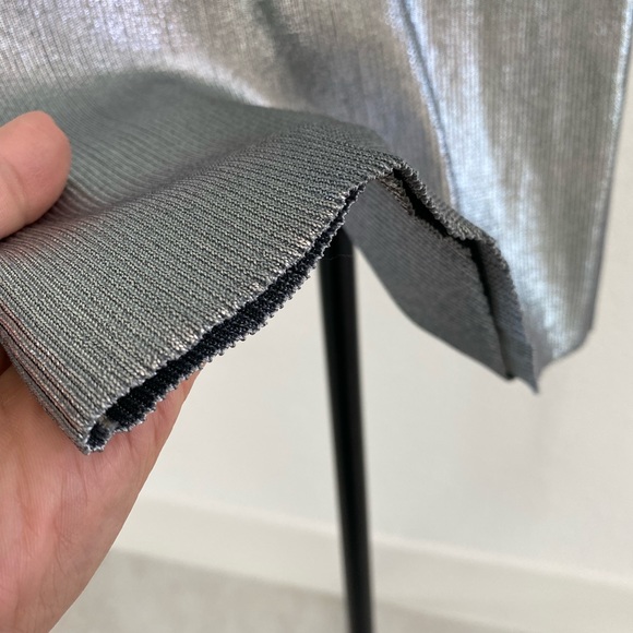 ZARA Silver Metallic Ribbed Bodycon Dress - Picture 7 of 10